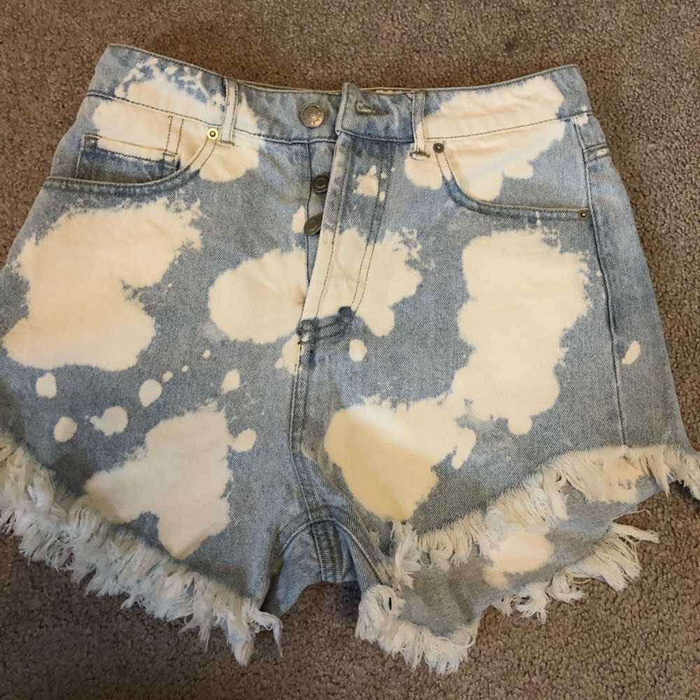 Acid wash denim shorts